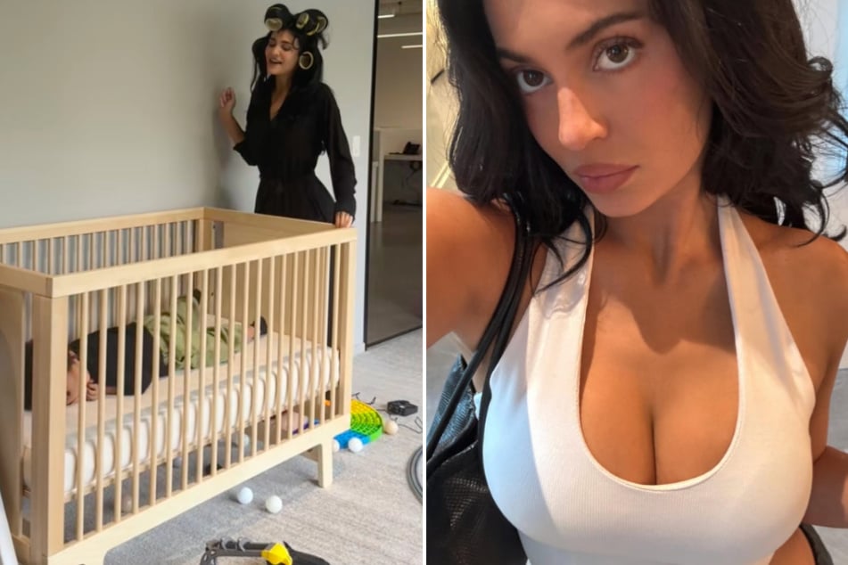 Kylie Jenner has recreated her viral "rise and shine" meme – now with son Aire stealing the spotlight!