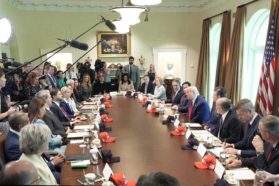 President Donald Trump hosts a cabinet meeting in the Cabinet Room of the White House in Washington, DC, US, on Wednesday, April 30, 2025.