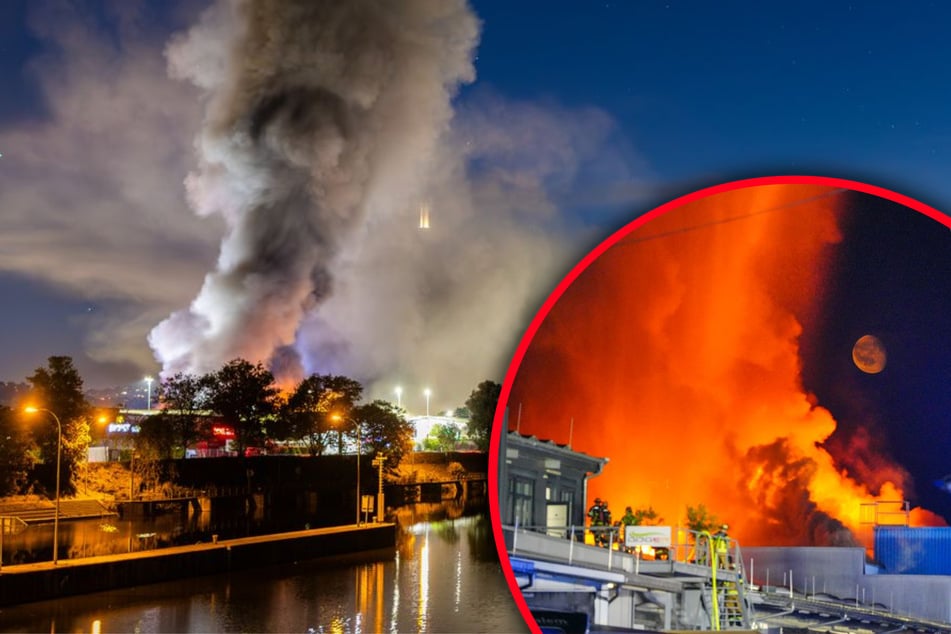 Stuttgart: Feuerwehr kämpft sich durch Flammeninferno: Einsturzgefahr erschwert Löscharbeiten auf Großmarkt