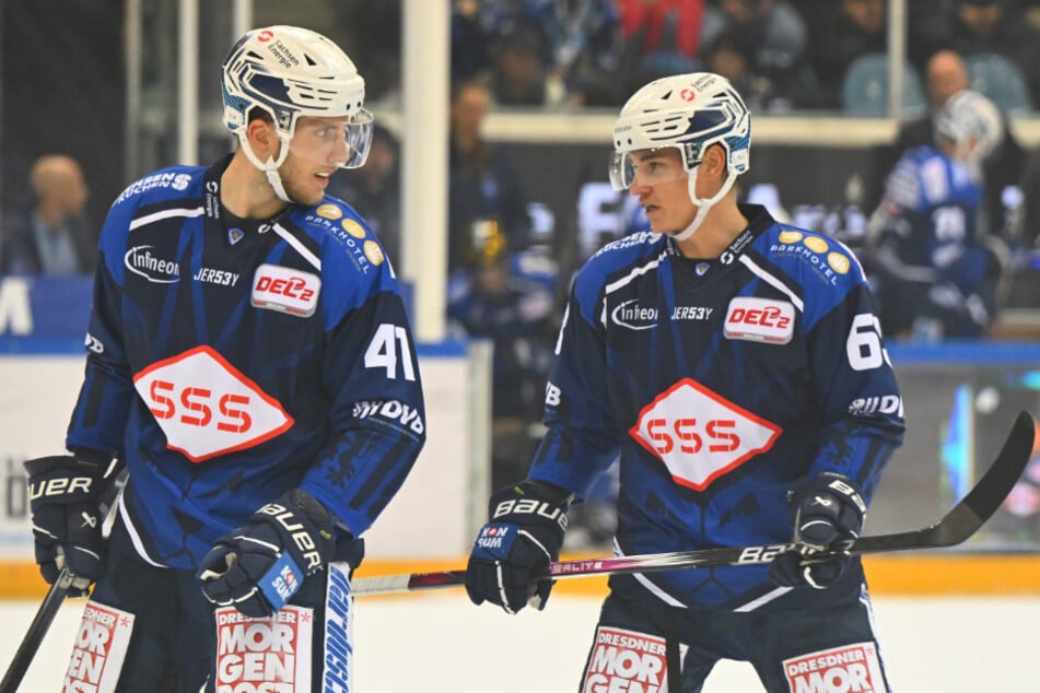 Dani Bindels (24, l.) und David Rundqvist (30) sind zwei der wenigen Eislöwen, die abliefern. Andere Spieler müssen ihre Leistung in der Länderspielpause hinterfragen.