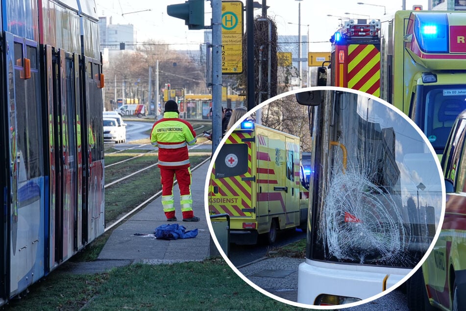 Böser Unfall in Dresden: Mann von Straßenbahn erfasst und schwer verletzt
