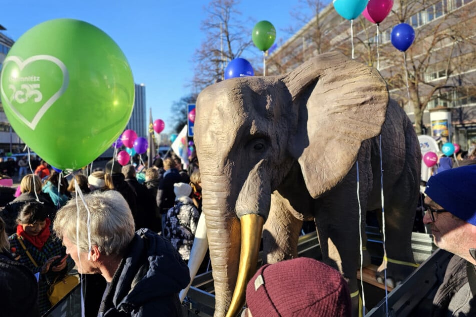 Elefant EWA wurde auch bereits in der Stadt entdeckt.