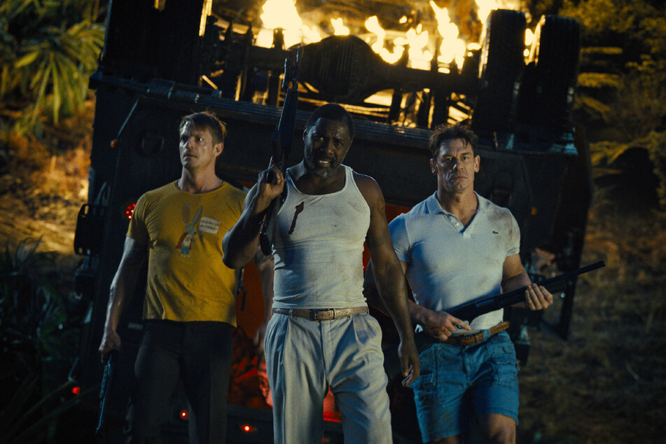 Joel Kinnaman (l), Idris Elba (m), John Cena (r) in The Suicide Squad.