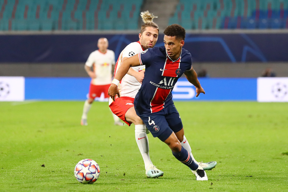 Kevin Kampl (l.) im Zweikampf mit St. Germains Thilo Kehrer bei der Hinrunde Anfang November.
