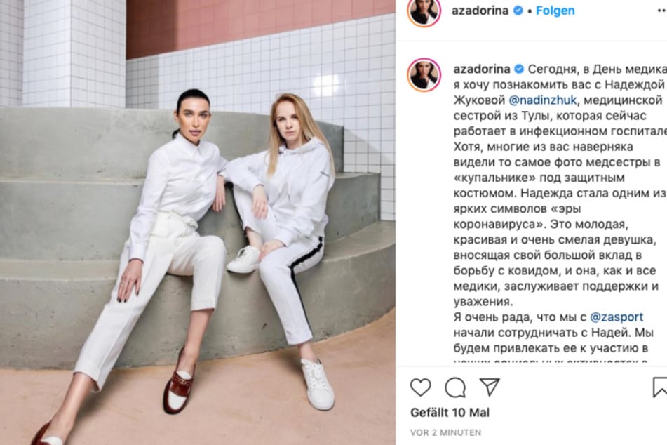 Stolz präsentiert Anastasia Zadorina (l) ihr neues Gesicht Model-Nadia: "Ich bin sehr froh, dass @zasport und ich die Zusammenarbeit mit Nadia begonnen haben."