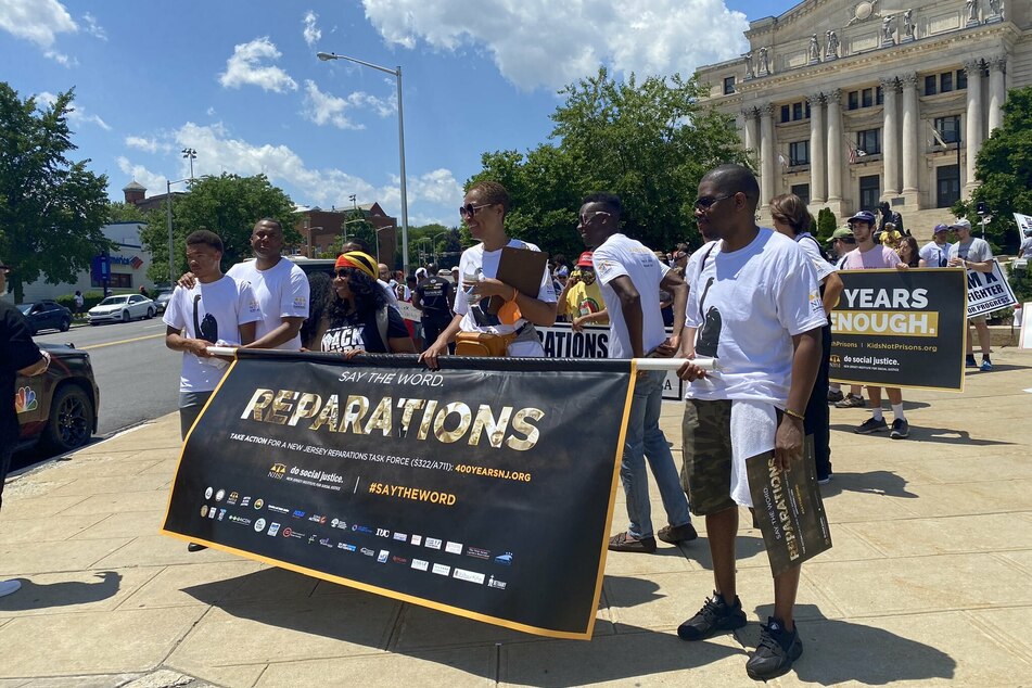 New Jersey residents rallied in Newark on Friday to demand the establishment of federal and state-level reparations commissions ahead of Juneteenth.