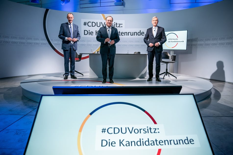 Die drei Kandidaten für den CDU-Parteivorsitz Friedrich Merz (65, l), Armin Laschet (59, M) und Norbert Röttgen (55).