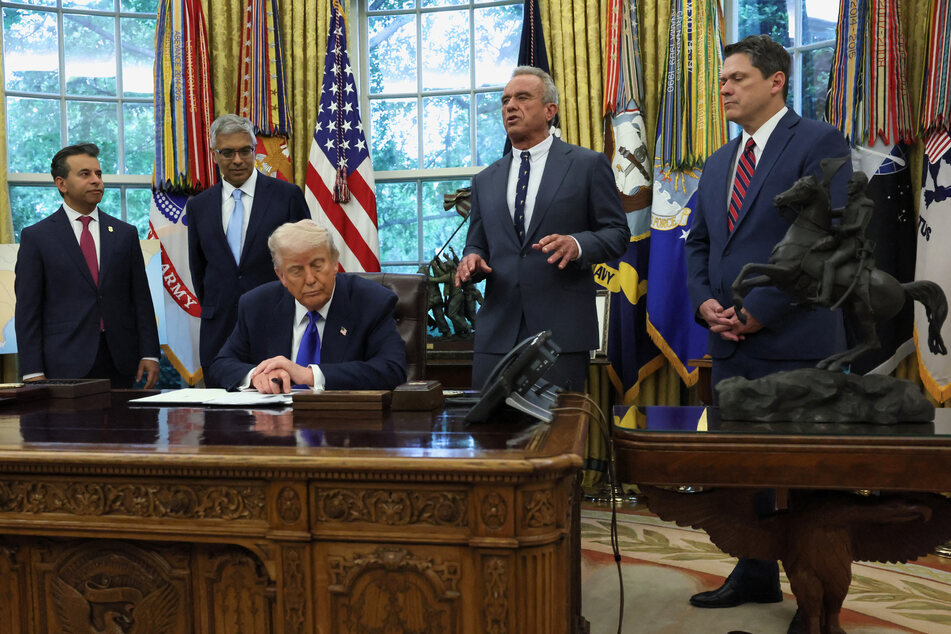Health and Human Services Secretary Robert F. Kennedy, Jr. speaks as President Donald Trump signs executive orders and proclamations in the Oval Office on May 5, 2025.