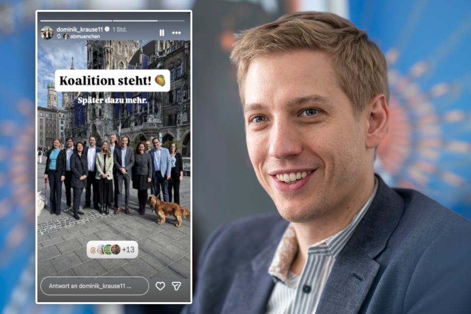 OB Dominik Krause teilte ein Gruppenfoto vor dem Rathaus und bestätigte die neue Münchner Koalition.