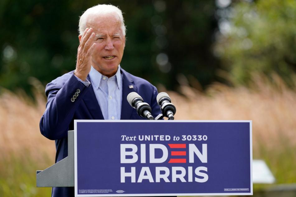 Joe Biden, demokratischer Präsidentschaftskandidat und ehemaliger US-Vizepräsident, spricht auf einer Wahlkampfveranstaltung über die Folgen des Klimawandels und die Waldbrände im Westen der USA.