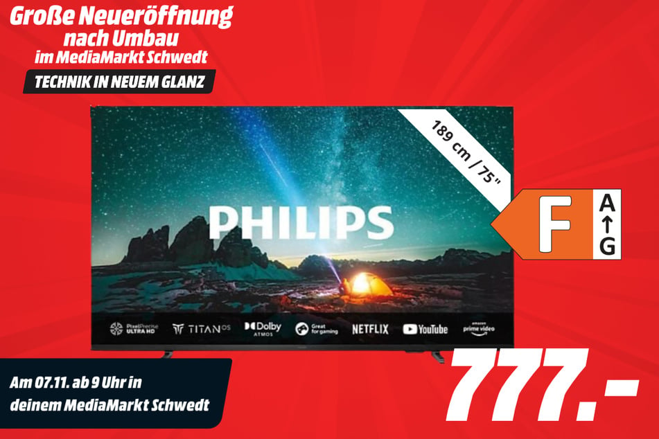 75-Zoll Philips-Fernseher für 777 Euro.