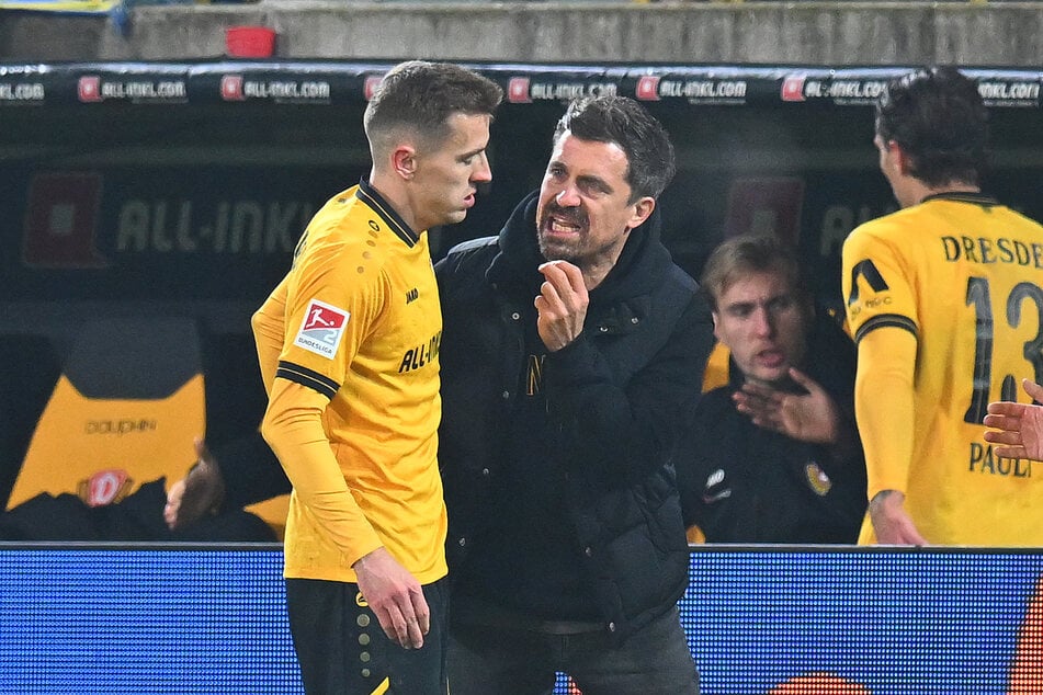 Coach Thomas Stamm (42, r.) weiß, wie wichtig Niklas Hauptmann für die SGD ist.