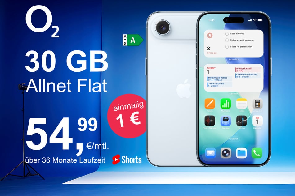 Das neue iPhone 17 Air inkl. 30 GB Datenvolumen für nur 1 Euro exklusiv bei o2.