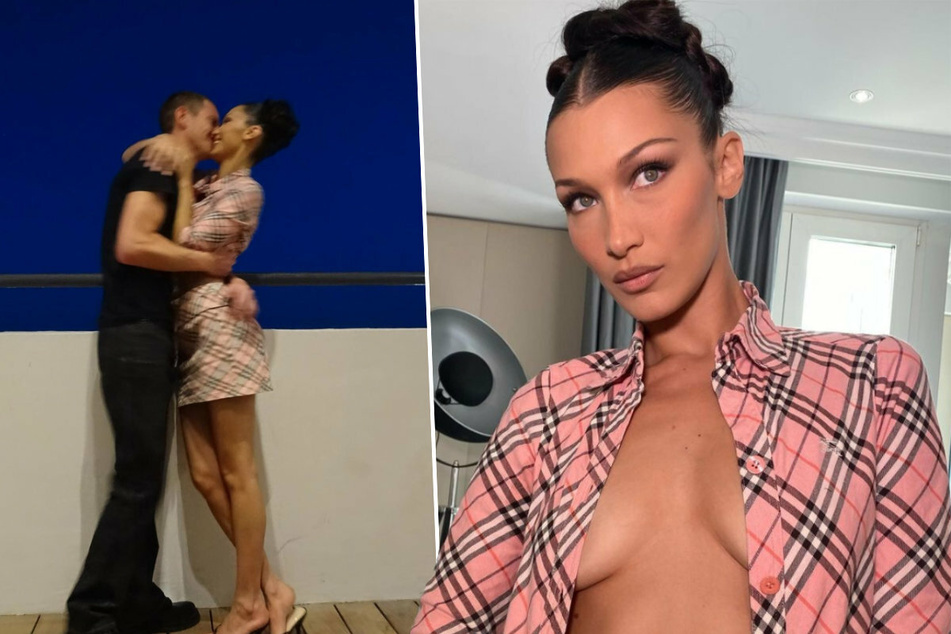 Bella Hadid (24) spielt auf Instagram gerne mit ihren Reizen. Mit einem Kussfoto (l.) heizt sie nun die Gerüchte um eine neue Liebe an.