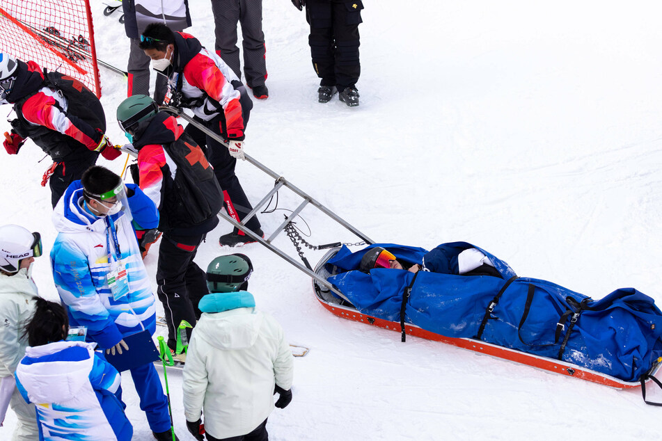 Nina O'Brien was stretchered off with an open fracture after a terrible crash.