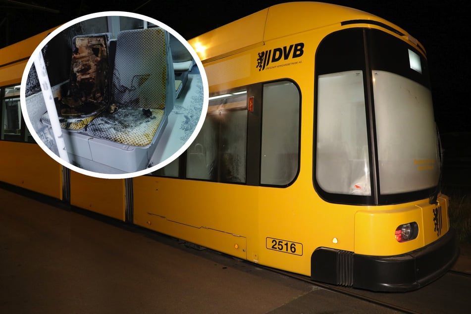 Dresden: Brandstiftung in DVB-Straßenbahn! Mehrere Sitze beschädigt, Schaden enorm