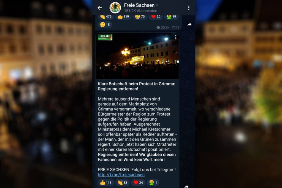 Auf Telegram versuchten die Freien Sachsen, den Protest für sich zu vereinnahmen.