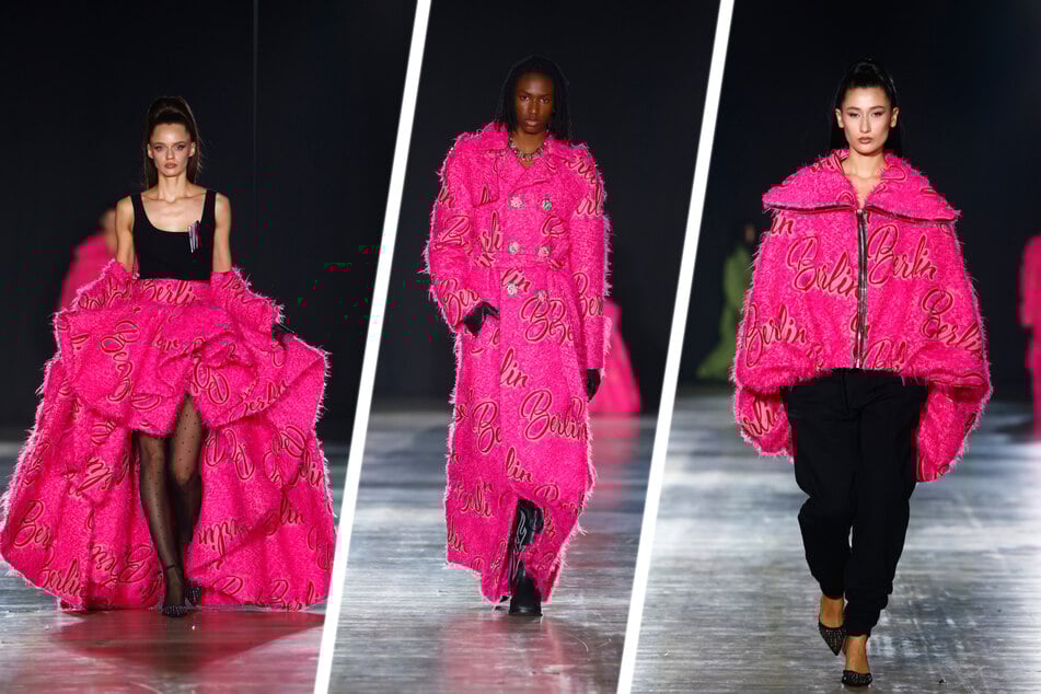 Mit einem eigens gewebten Stoff huldigt Kilian Kerner der Hauptstadt: Der pinke Fellstoff mit der geschwungenen Aufschrift "Berlin" erinnert an den Barbie-Schriftzug.