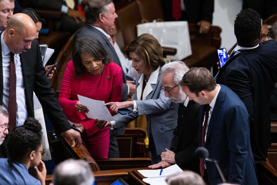 House Speaker Nancy Pelosi on the House floor during discussion of the resolution to create the select committee.