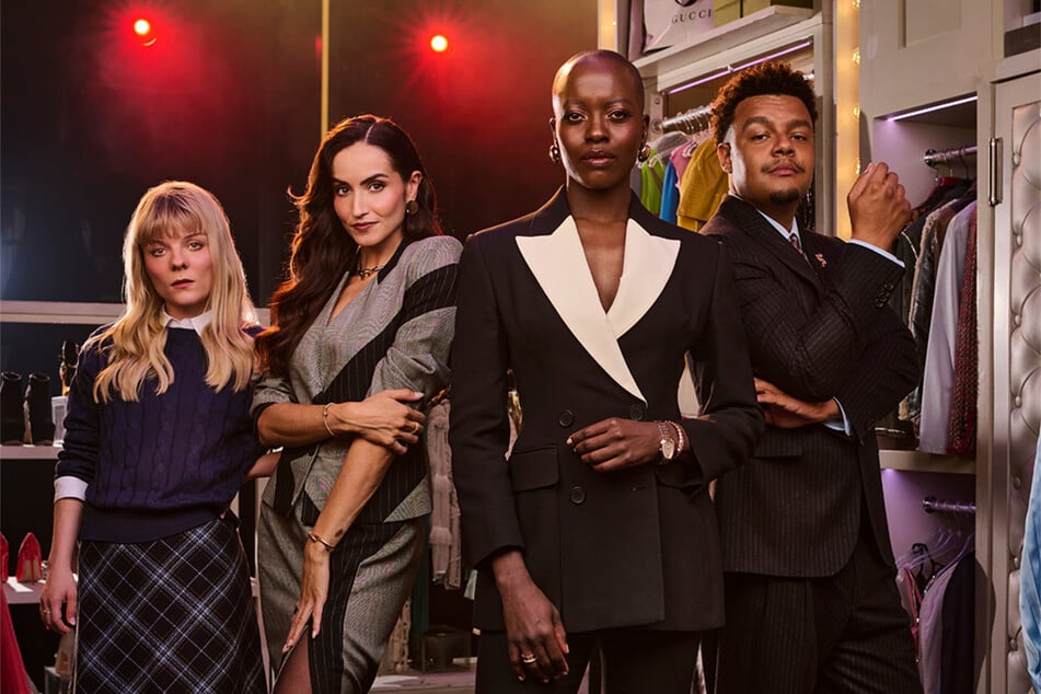 Der "Der Teufel trägt Prada"-Cast für Hamburg (v.l.n.r): Isabel Waltsgott (33) als Andy Sachs, Alexandra-Yoana Alexandrova (34) als Emily, Florence Kasumba (49) als Miranda Priestly und Elindo Avastia (31) als Nigel.