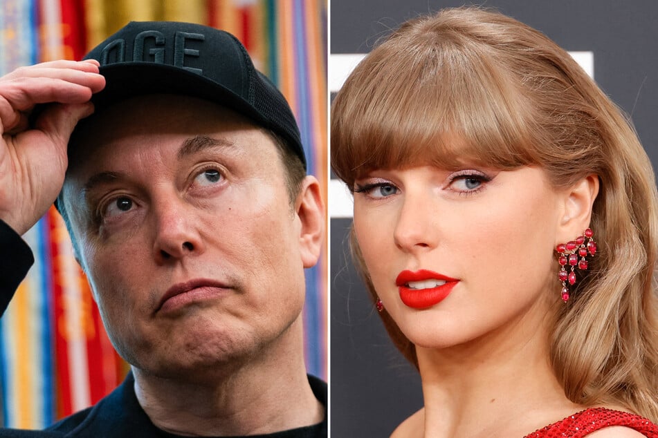 Grok Imagine – a new video generator tool from Elon Musk's (l.) xAI – has sparked concern after creating explicit deepfakes of Taylor Swift.