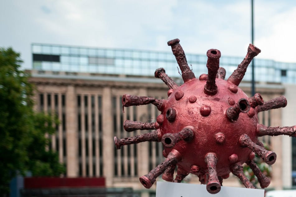 The image of the coronavirus seen in Stuttgart during an event.