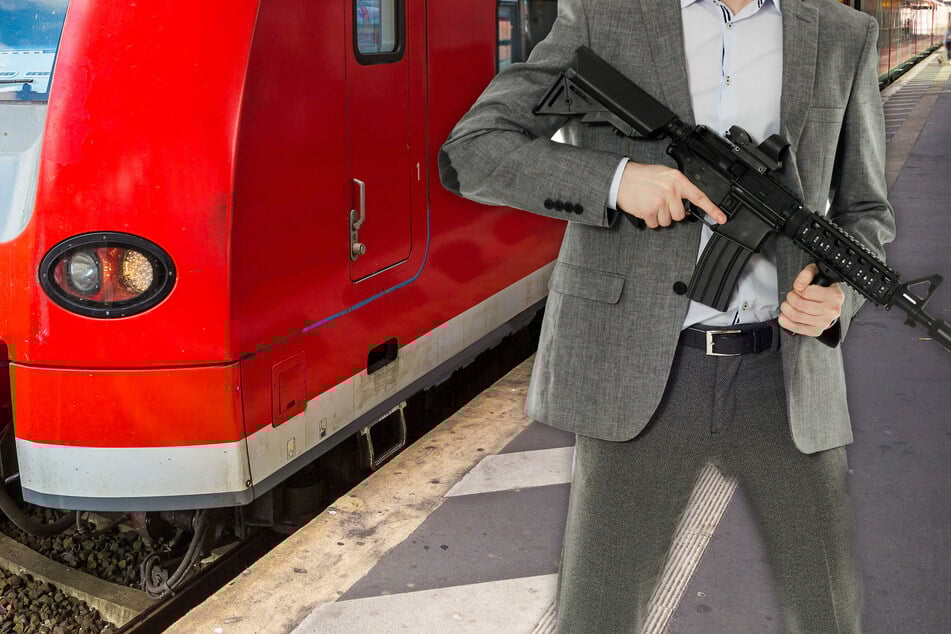 Fotomontage: Der 24-Jährige hantierte mit einer Maschinenpistole am Bahnhof in Mörfelden-Walldorf herum. Bei der "Waffe" handelte es sich jedoch um eine Nachbildung (Symbolfoto).