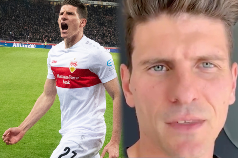VfB-Stürmer Mario Gomez (34) bittet in einer Video-Botschaft (rechts im Bild) alle im Kampf gegen das Coronavirus zuhause zu bleiben. (Fotomontage)