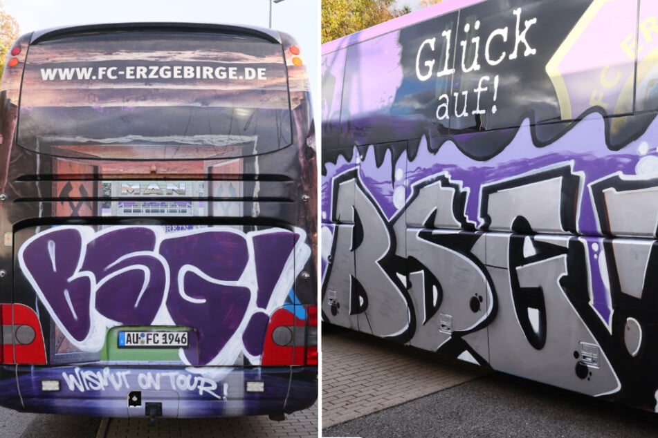 Noch während des Spiels wurde die Schmierereien von den Fans übersprüht.