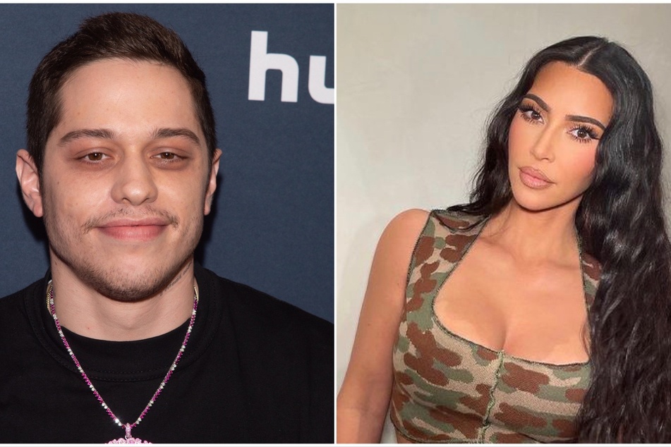On Friday, Kim Kardashian (r.) and Pete Davidson (l.) were spotted holding hands while enjoying a spooky rollercoaster.