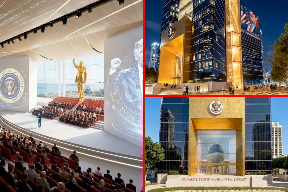 President Donald Trump's son Eric shared a bizarre rendering of his father's planned presidential library.