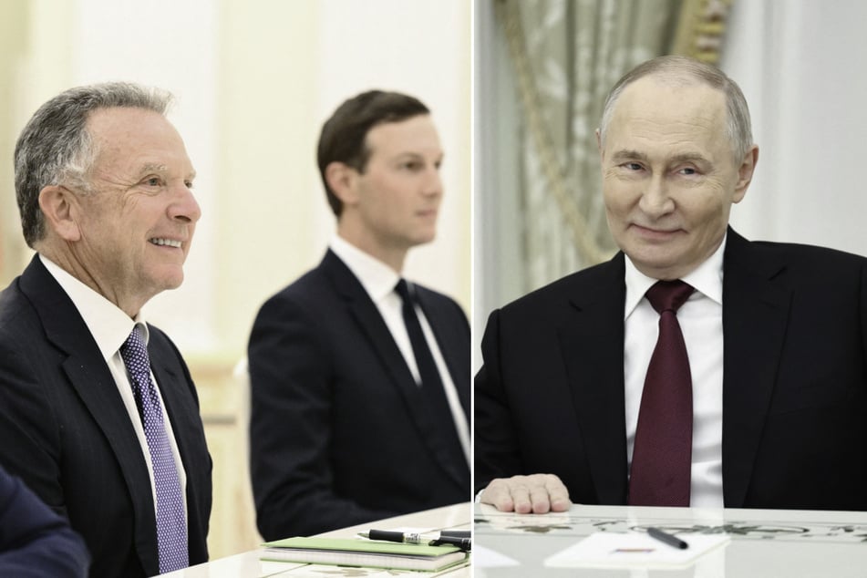 US envoy Steve Witkoff (l.) and President Donald Trump's son-in-law Jared Kushner (c.) met with Russian President Vladimir Putin on Tuesday for talks on ending the Ukraine war.