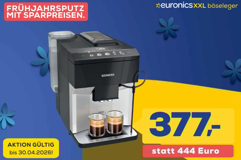 Siemens-Kaffeevollautomat für 377 statt 444 Euro.