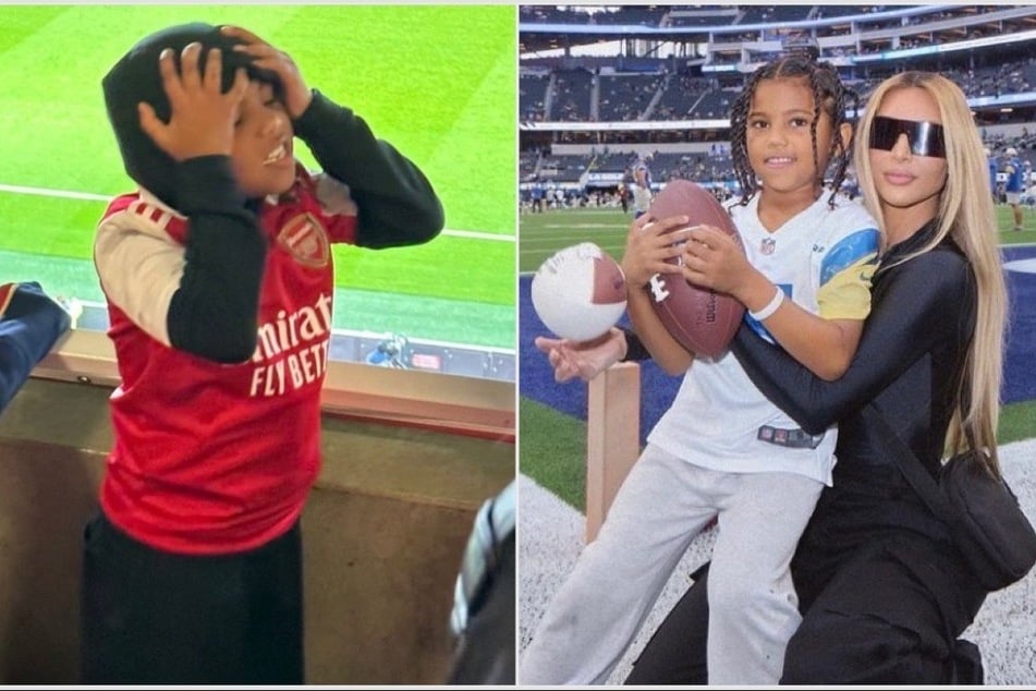 Score! Kim Kardashian and her son Saint enjoyed some soccer fun in London!