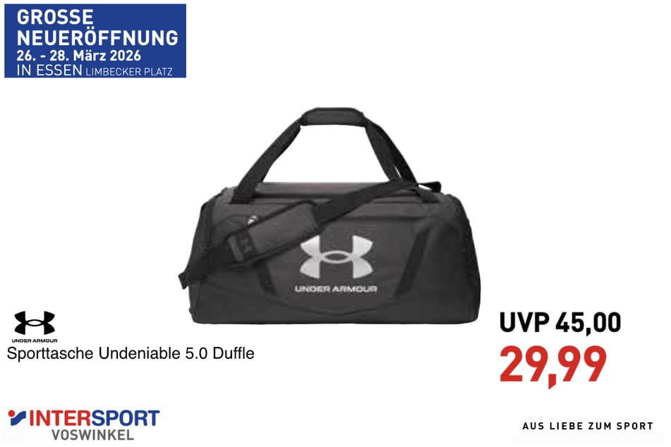 Under Armour Undeniable 5.0 Duffle für 29,99 statt 45 Euro.