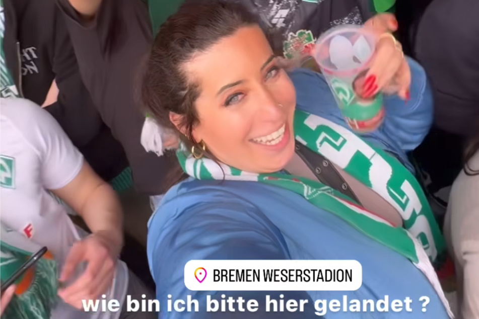 Jolina Mennen (31) mischte sich am Samstag unter die Bremer Fußballfans.