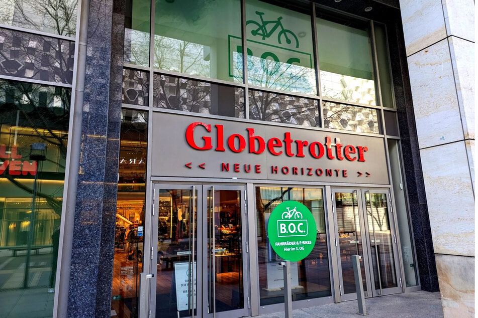 Shop-in-Shop: Im Globetrotter-Store auf der Prager Straße eröffnet am Donnerstag auch der Fahrradhändler "B.O.C." ein Geschäft.