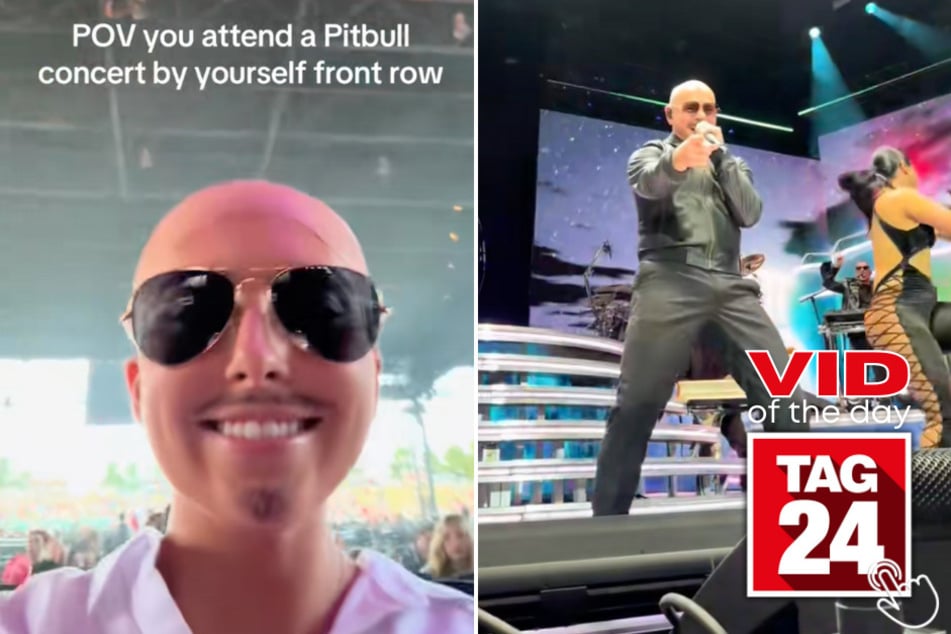 Today's Viral Video of the Day features a girl who dressed as rapper Pitbull and sat front row at his latest concert!