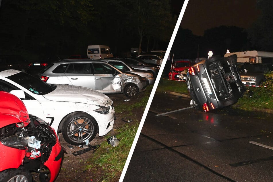 Berlin: Schneise der Verwüstung: Mitsubishi-Fahrer (37) nach Überschlag schwer verletzt