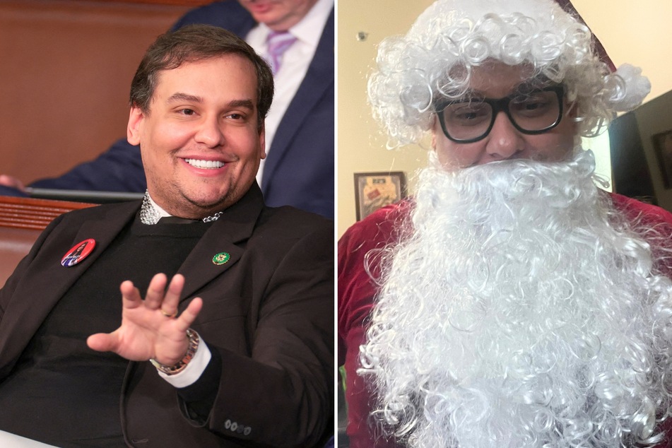 Former Congressman George Santos visited the US Capitol dressed as Santa Claus on Thursday to spread holiday cheer to his old colleagues.