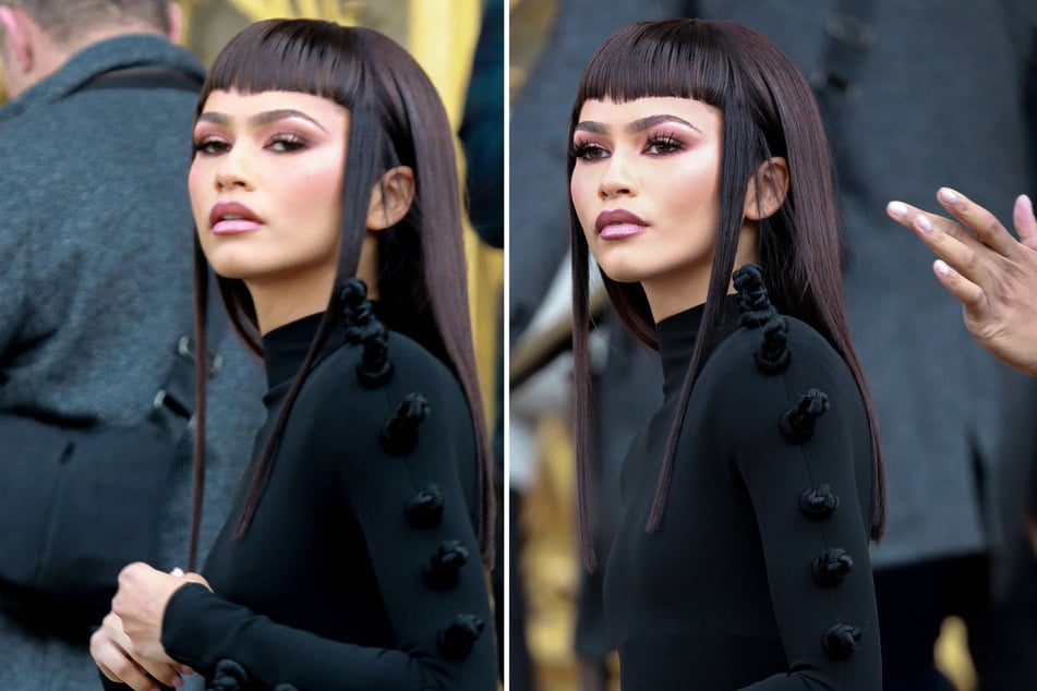 Zendaya debuted a new hairstyle while attending the Schiaparelli Spring/Summer 2024 show on Monday.