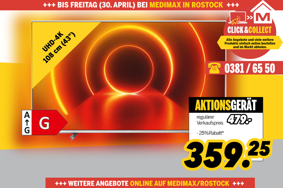 43PUS7855 von Philips für 359,25 Euro