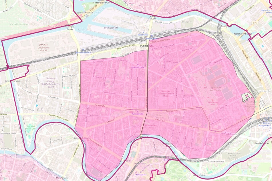 Glasfaser-Ausbaugebiete der Telekom in Berlin-Moabit.