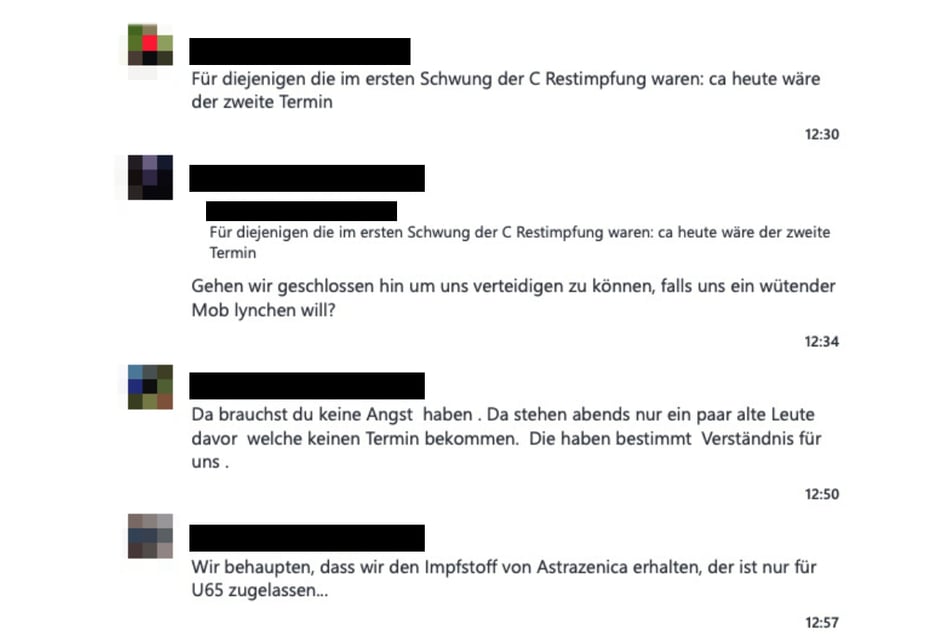 Ein Auszug aus dem Chatverlauf des THW Zwickau zum Thema Impfen.