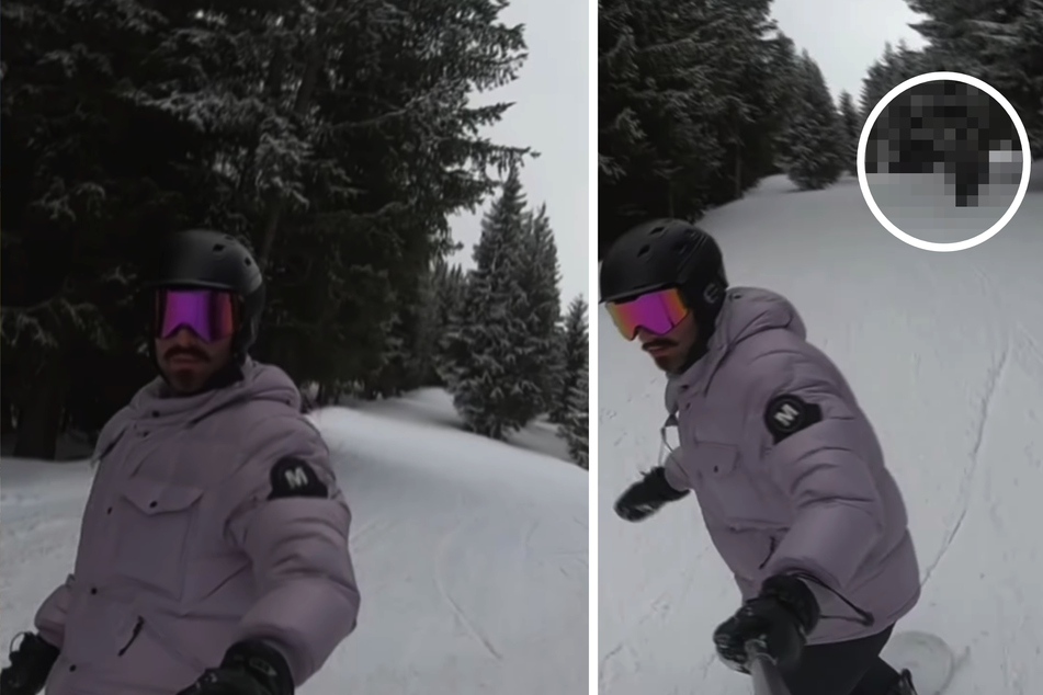 Mann filmt sich beim Snowboarden: Als er sich das Video anschaut, ist er schockiert
