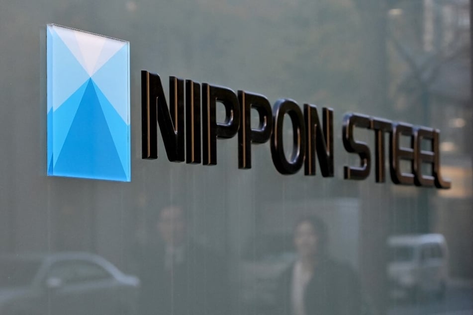 The logo of Nippon Steel Corp. is seen outside the company's head office in Tokyo, Japan.