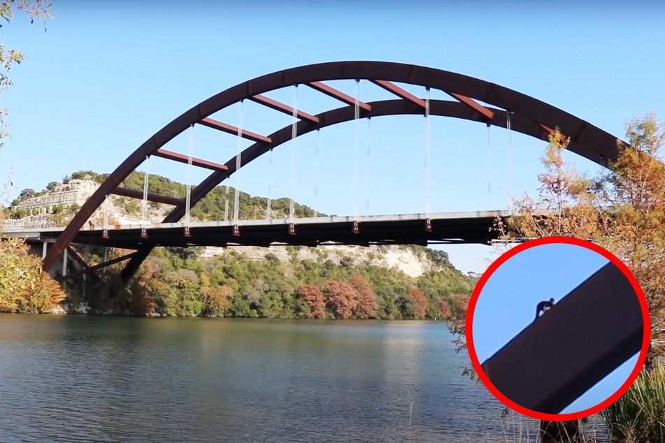 The YouTuber obviously had some difficulty climbing the bridge (montage).