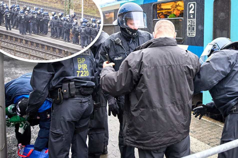 Großeinsatz in Bad Schandau: 500 Polizisten kontrollieren Fußball-Sonderzug