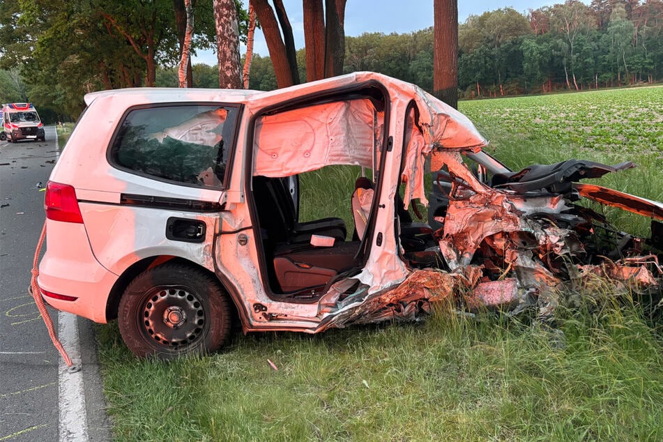 Das Fahrzeug wurde beim Crash vollständig zerstört.