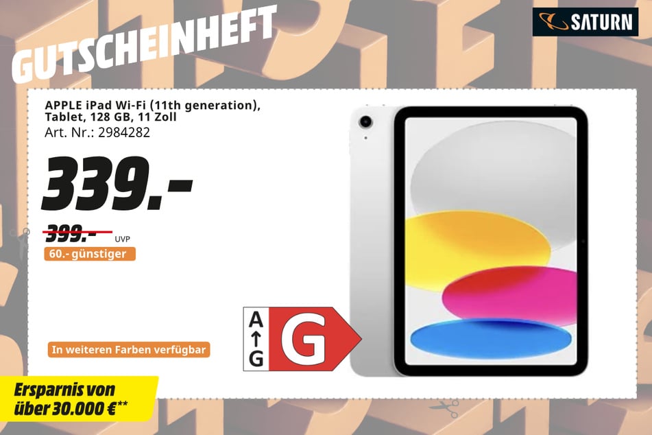 Apple iPad Wi-Fi (11th generation, 128 GB, 11 Zoll) für 339 statt 399 Euro.